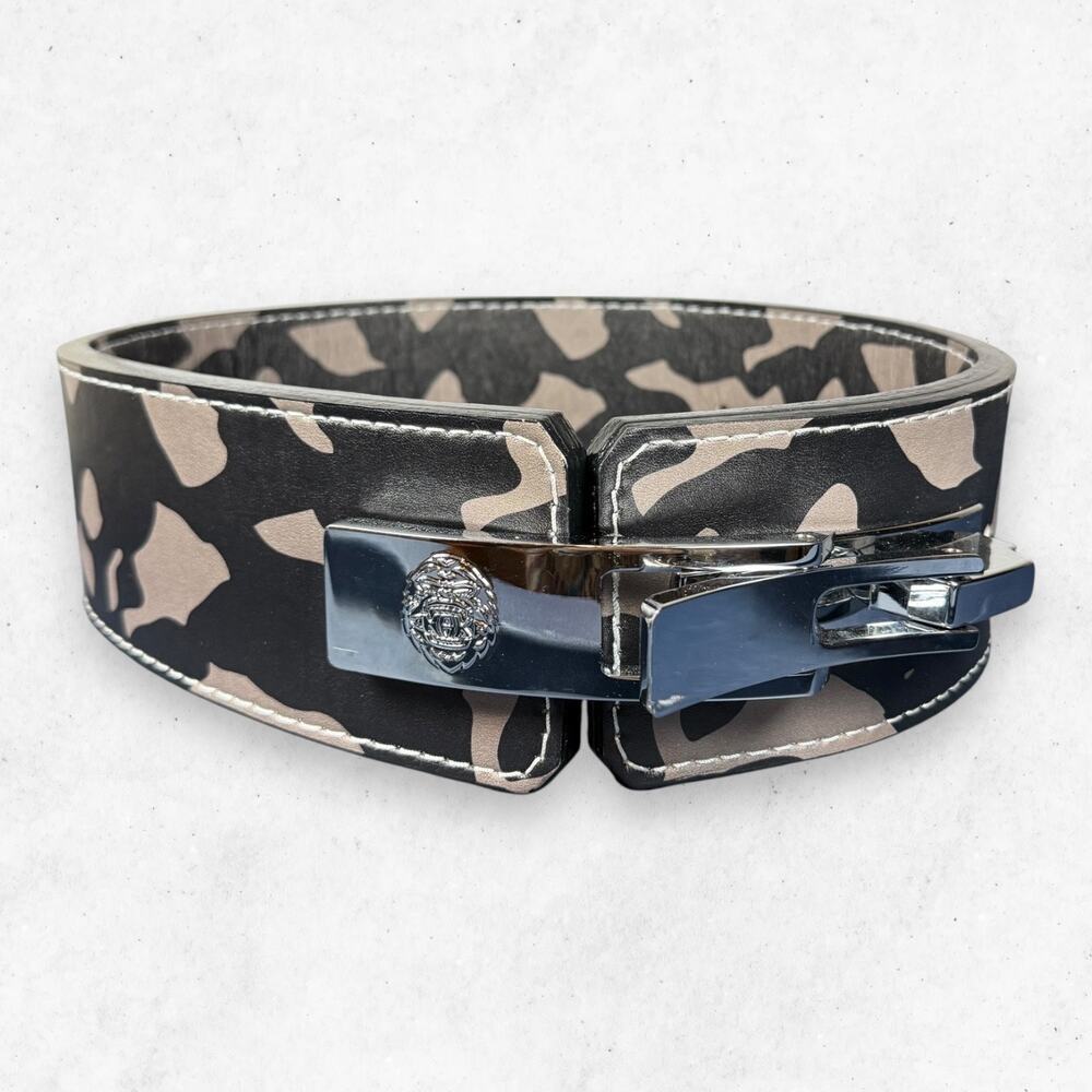 Inaka Power Lever Weightlifting Belt Black Camo Gray Powerlifting Size L